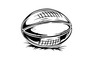 Rugby topu simgesini düz vektör çizim.