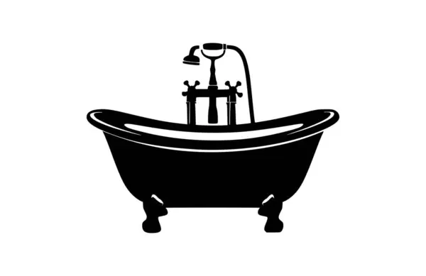 Siyah banyo ikonu, beyaz arka planda izole edilmiş. Vektör illüstrasyonu.