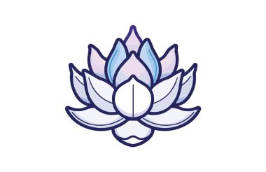 Beyaz arkaplanda izole edilmiş renkli lotus simgesi.