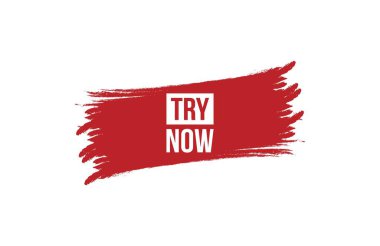 Fırça biçimi Şimdi beyaz arkaplanda izole kırmızı bayrak tasarımı deneyin.