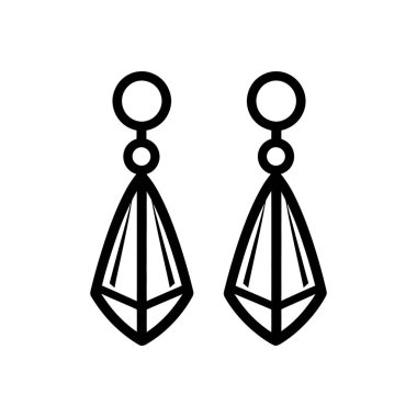 Bir çift geometrik küpe içeriyor. Tasarım, temiz ve minimal bir stil sergiliyor. Şeffaf bir arkaplan üzerine kurulur, modern basitliği iletir.