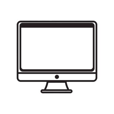 Şeffaf arkaplanı olan bir bilgisayar ekranı özelliği. Monitör basit ve temiz çizgilerle tasarlanmış, modern, minimalist bir estetik yaratıyor..