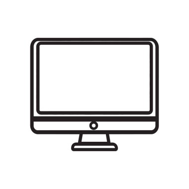 Çok yönlü tasarım entegrasyonu için şeffaf bir arkaplan oluşturulmuş, bir monitörün temiz, minimalist ana hatları.