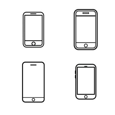 Şeffaf arkaplanda basit ve temiz bir cep telefonu simgesi var. Her telefon tasarımı ince hatlara sahiptir, modern akıllı telefon teknolojisini yakalar..