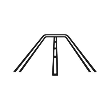 Belirgin bir merkez ayracı çizgisi olan minimalist bir yol çizgisi ikonu. Şeffaf bir arkaplanda oluşturulmuş.