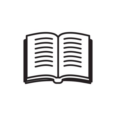 Her sayfada metni sembolize eden yatay çizgileri gösteren siyah bir kitap. Resmin şeffaf bir arkaplanda, temiz ve basit bir tasarımı var..