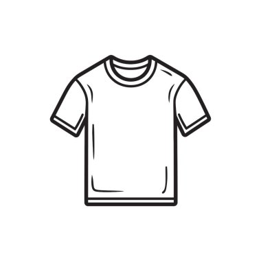Bu düz çizgi çizimi, çeşitli yaratıcı ve pratik uygulamalar için uygun koyu siyah çizgilerle vurgulanmış klasik bir beyaz t-shirt 'ü içerir..