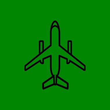 Black linear plane icon representing modern travel. An upward facing aircraft with a transparent background denotes flight and journey. Simplicity and linear artistry makes this an icon.