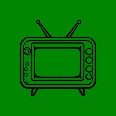 Bu detaylı klasik televizyon illüstrasyonu, klasik tasarım ve antenini ön plana çıkaran, şeffaf bir arkaplan ve temiz siyah bir ana hatla bir retro titreşim sunar..