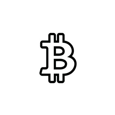 Bitcoin sembolünü minimalist bir şekilde tasvir eden net bir resim. Sembol siyaha boyanır, beyaz bir zemine karşı sunulur..