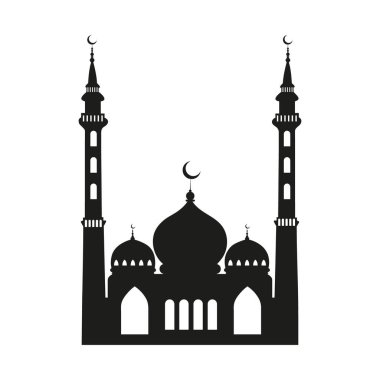Siyah Renkli Siluet Cami Çizimi Vektör Tasarımı