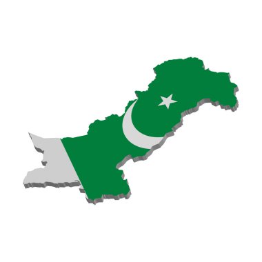 3d pakistan map in pak flag illustration vector design on white background