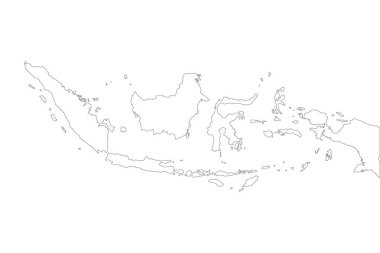 Beyaz arkaplanda Endonezya haritası ana hatları vektör tasarımı sanatı