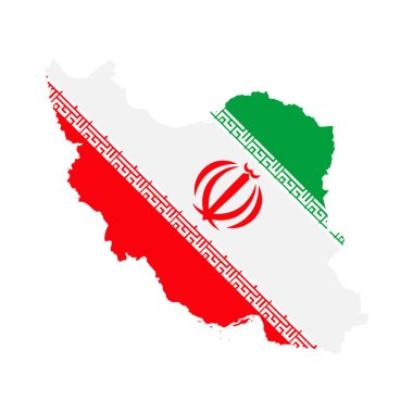 Beyaz arkaplanda İran haritası bayrak vektör tasarımı sanatı