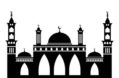 Arkadaki element tasarımı için siluet içindeki İslami cami binaları