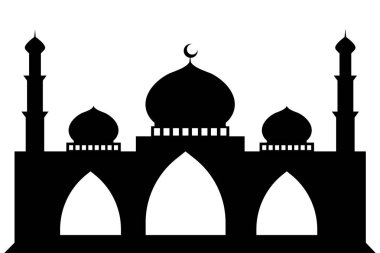 Beyaz arkaplan ile cami mescit siluet vektör tasarımı