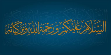 Selamun aleyküm warahmatullahi wabarakatuh Arapça el yazısı gradyan çizim arkaplan tasarımı