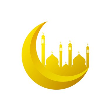 Ay ve cami İslami tasarım element vektör illüstrasyon tasarımı