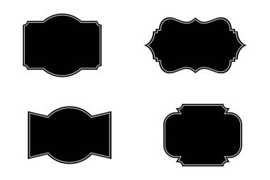 siyah renk etiketi şekil bannar çerçeve kutusu tasarım sanatı