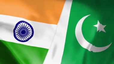 Pakistan ve Hindistan İkisi de Bayrak Dalgalama Görüntüsü