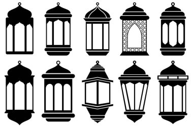 Arap lambası fantazileri siluet vektör tasarımını ayarlar