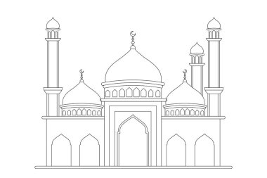 Cami mescit siyah ana hatlı vuruş vektör tasarımı