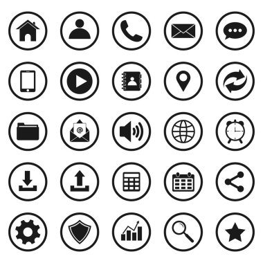 Sosyal ortam simgesi veya web simgesi koleksiyon vektör çizimi tasarımı