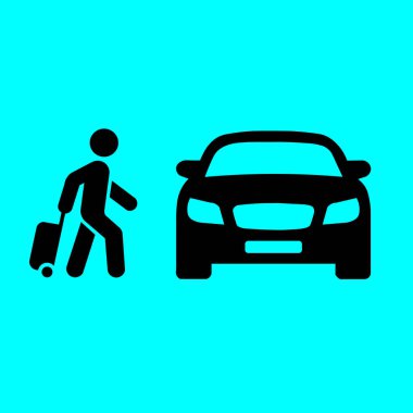 araba servisi simgesi, müşteri kaldırma simgesi, taksi simgesi, vektör illüstrasyonu