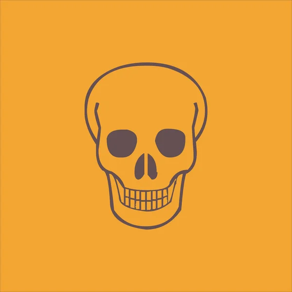 Menschlicher Schädel Gelb Orange Hintergrund — Stockvektor
