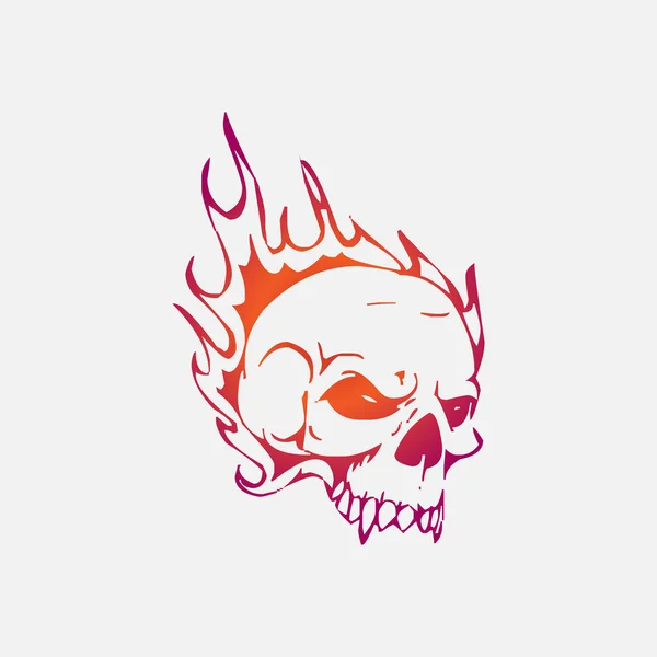 Skull Crossbones Colorful Fire Man Skull Vector Illustration — Stock Vector