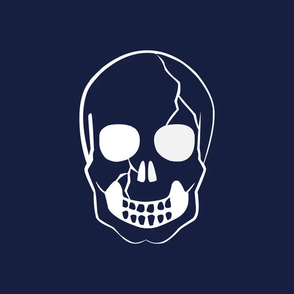 Crânio Branco Humano Fresco Com Fundo Azul Escuro Ilustração Ilustração —  Vetores de Stock