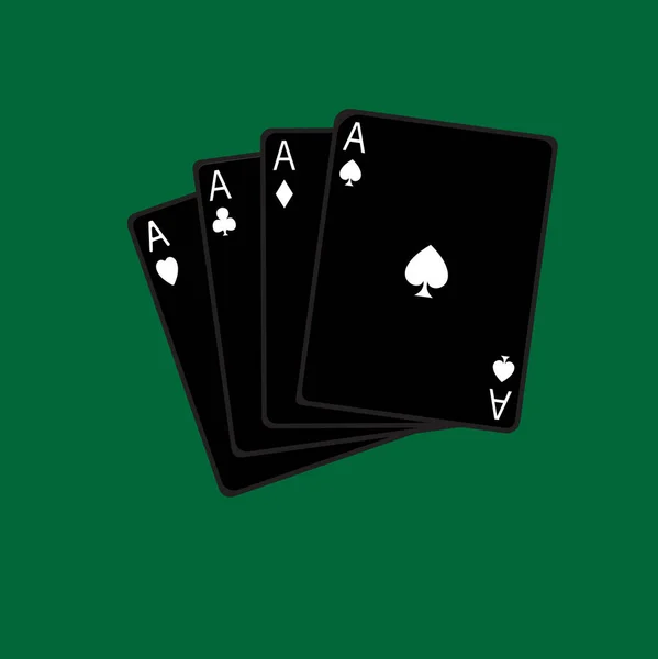 A的扑克牌 绿色背景 矢量图解 — 图库矢量图片