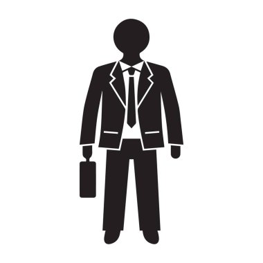 Erkek, iş adamı, ofis çocuğu, erkek vektör illüstrasyonunun silüeti.