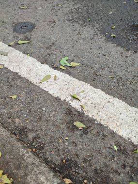 Sürücü güvenliği için asfalt yol yüzeyindeki beyaz çizgiler