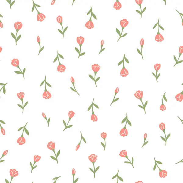 Botanik çiçek desensiz, dipsiz desenli, şirin pembe gül çiçekleri ve beyaz izole arka planda yapraklar, doğal çiçek mahsulü. Baskı tekstil duvar kağıtları, kadın, bahar ve yaz için tasarım şablonu, davet vektör ilülasyonu