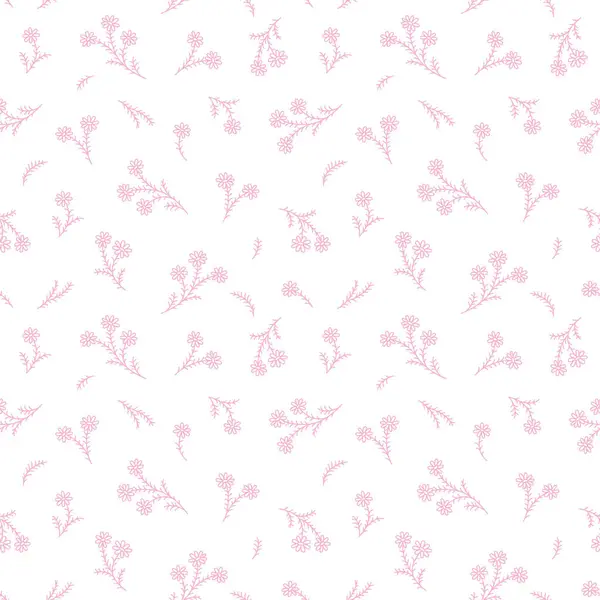 Botanik çiçek desensiz, dipsiz desenli, şirin pembe gül çiçekleri ve beyaz izole arka planda yapraklar, doğal çiçek mahsulü. Baskı tekstil duvar kağıtları, kadın, bahar ve yaz için tasarım şablonu, davet vektör ilülasyonu