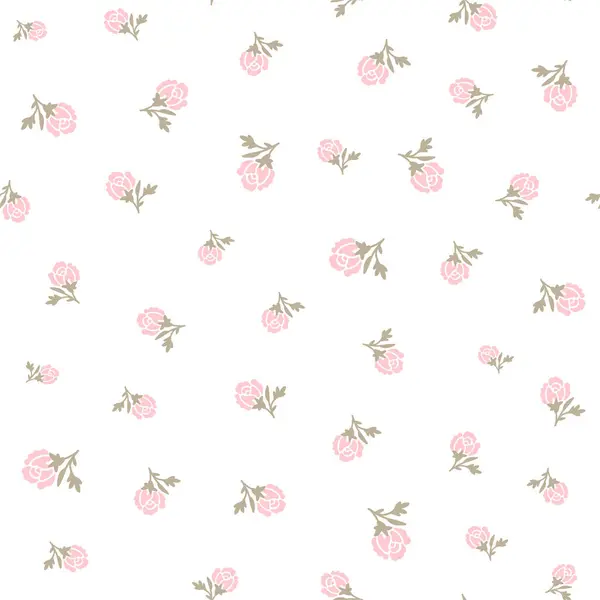 Botanik çiçek desensiz, dipsiz desenli, şirin pembe gül çiçekleri ve beyaz izole arka planda yapraklar, doğal çiçek mahsulü. Baskı tekstil duvar kağıtları, kadın, bahar ve yaz için tasarım şablonu, davet vektör ilülasyonu