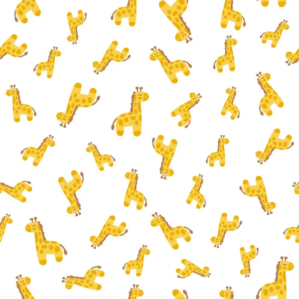 Afrikalı tropikal eğlenceli duvar kağıdı geçmişi olan bebek çocuklar için sevimli, sevimli, küçük zürafalar. Vektör illüstrasyonu