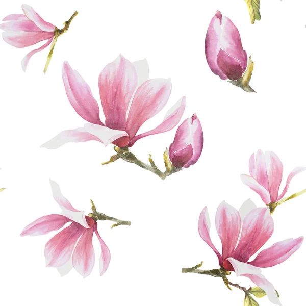 Μοτίβο Αδιάβροχο Λουλούδι Χειροποίητη Απεικόνιση Της Ανθοφορίας Μωβ Magnolia Pattern — Φωτογραφία Αρχείου
