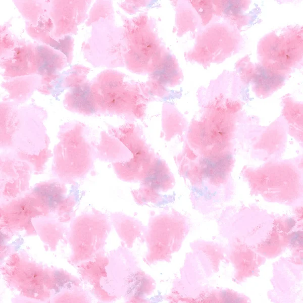 水彩画无缝图案 手绘插图 摘要孤立的白色背景上的粉红斑点和水花 通用于您的设计 纺织品 包装纸 — 图库照片