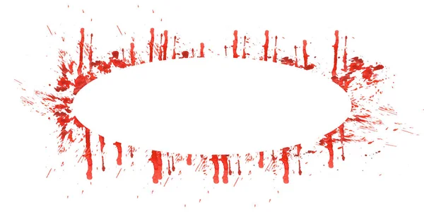Halloween Oválný Banner Rám Rozlitými Skvrnami Krvavých Skvrn Akvarel Ručně — Stock fotografie