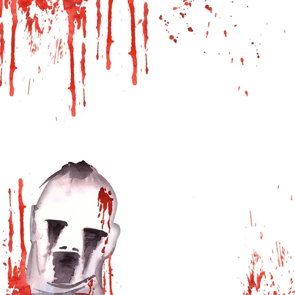 Απόκριες Πλαίσιο Φάντασμα Κηλίδες Αίματος Υδατογραφία Τρομακτικό Χέρι Ζωγραφισμένα Εικόνα — Φωτογραφία Αρχείου