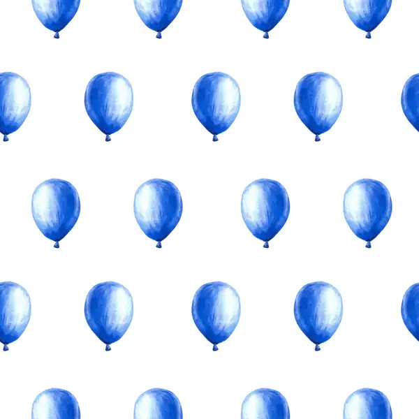 Блакитна Повітряна Куля Безшовний Візерунок Хлопчик Новонароджений Вечірка День Народження — стокове фото