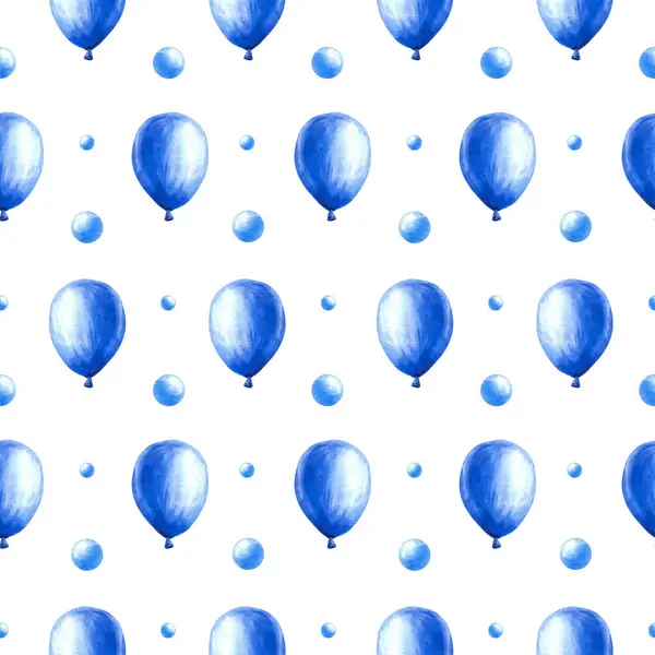 Синя Повітряна Куля Бульбашками Безшовним Візерунком Гороху Дитячий Хлопчик Новонароджений — стокове фото