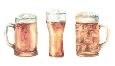 Köpüklü bardak ve bir bardak bira. Kitleler ya da litre bira, yarım litre bira, geleneksel içecek, Oktoberfest Tatil Bavyera Festivali 'nde içecek.