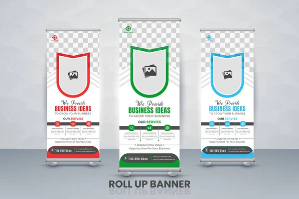 Roll up Banner, banner, x banner, modern dikey yeni vektör tasarım şablonu çek