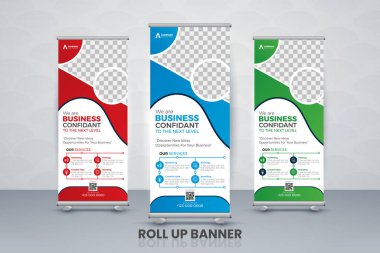 Business Roll pankart tasarım şablonu, dikey, soyut arkaplan, tasarımı kaldır, modern x pankartı