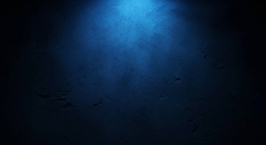 Koyu mavi renkli kaba, dokulu bir yüzey yukarıdan parlak mavi bir spot ışığı ile çarpıcı bir şekilde aydınlatılır ve koyu bir kontrast ve derin gölgeler yaratır..