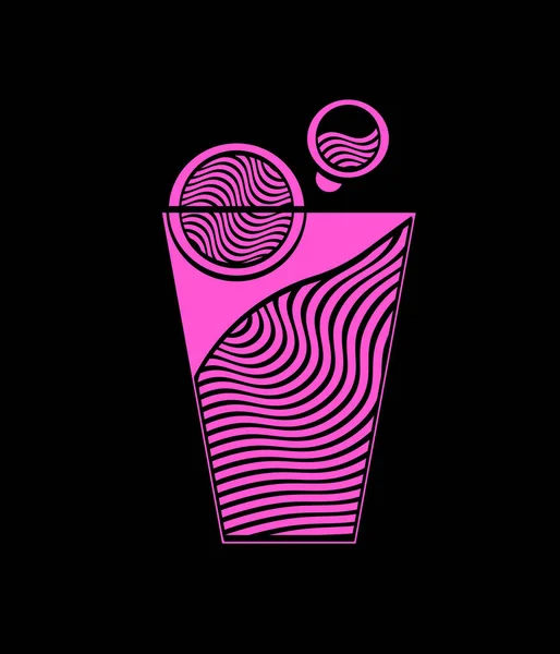 Vector Illustration Pink Sparkling Drink Black Background Suitable Social Media — Stock Vector