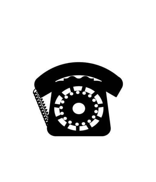 Černobílá Vektorová Ilustrace Obrázek Retro Telefonu Rotační Telefon Nebo Pevná — Stockový vektor